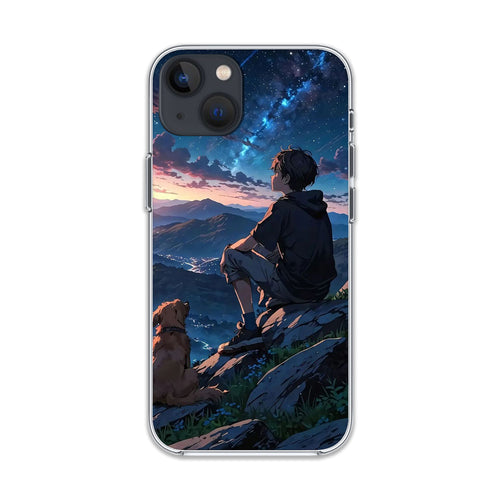 Boy and Dog Stargazing Silicone Case
