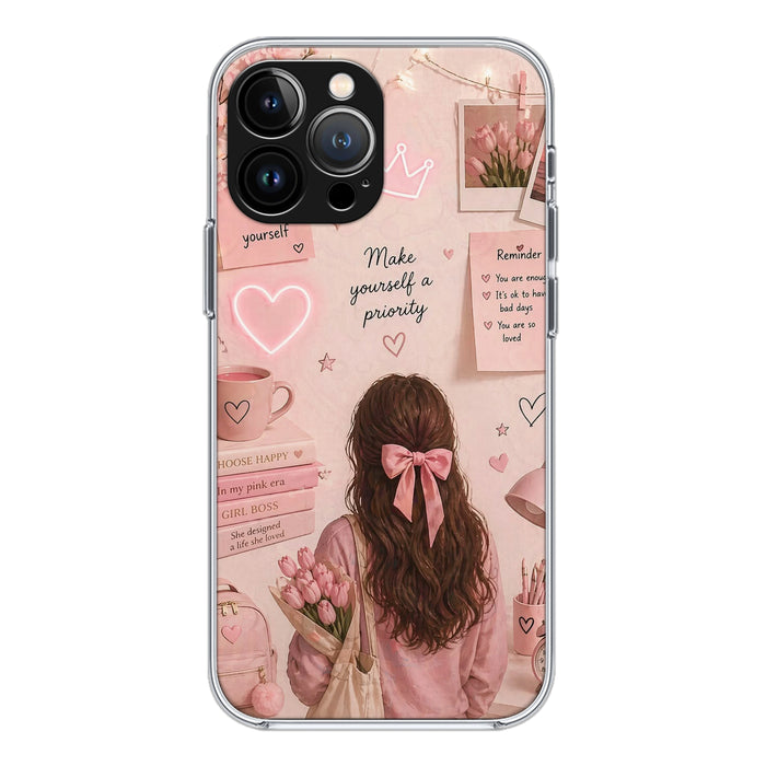 Pink Bow Girl Aesthetic Silicone Case