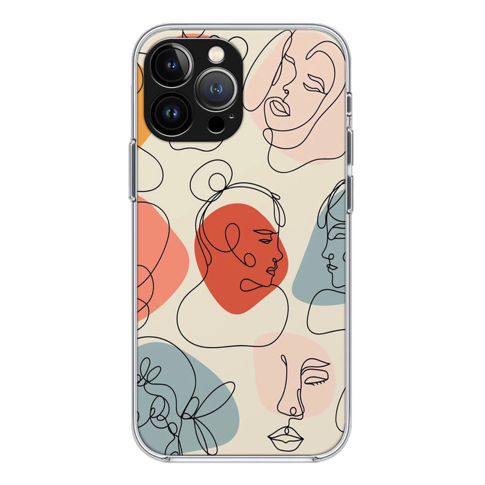 Abstract Line Art Faces Silicone Case